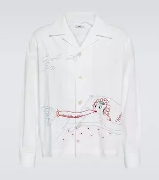 Хлопковая рубашка с вышивкой His-and-Hers Bode, белый