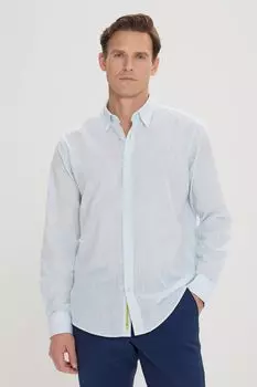 Хлопковая рубашка с заниженными рукавами Ac&Co, синий