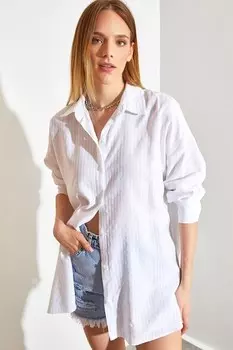 Хлопковая рубашка с заниженными рукавами Shade, белый