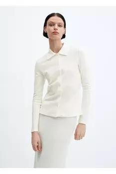 Хлопковая рубашка с завязками Mango, белый