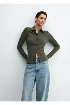 Хлопковая рубашка с завязками Mango, хаки