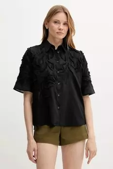 Хлопковая рубашка Sisley, черный