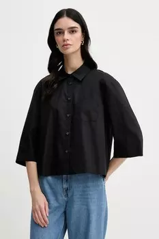 Хлопковая рубашка Sisley, черный