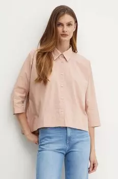 Хлопковая рубашка Sisley, оранжевый