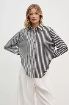 Хлопковая рубашка Sisley, серый