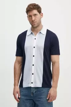 Хлопковая рубашка Sisley, темно-синий