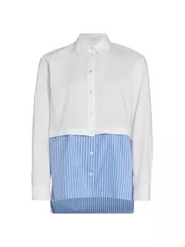 Хлопковая рубашка со вставками и пуговицами спереди Rosetta Getty, белый