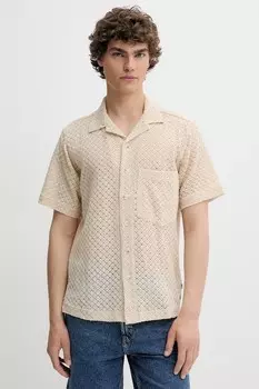 Хлопковая рубашка Solid, бежевый