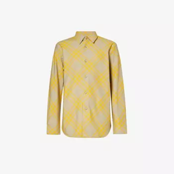 Хлопковая рубашка стандартного кроя в клетку Burberry, цвет hunter ip check