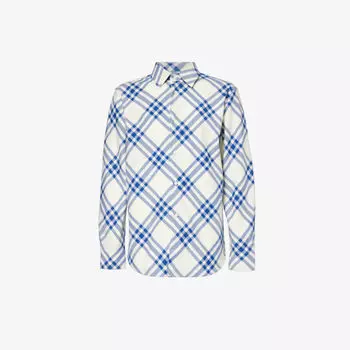 Хлопковая рубашка стандартного кроя в клетку Burberry, цвет salt ip check