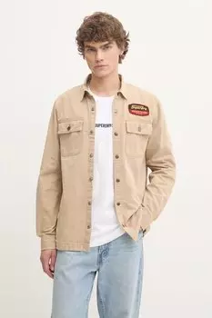 Хлопковая рубашка Superdry, бежевый