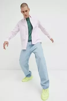 Хлопковая рубашка Superdry, розовый