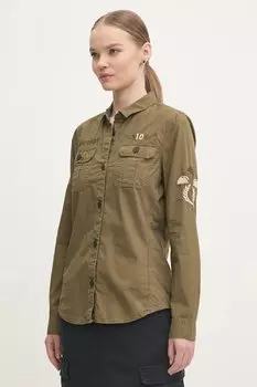 Хлопковая рубашка Superdry, зеленый