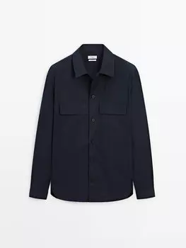 Хлопковая рубашка свободного кроя Massimo Dutti, синий