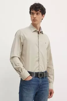 Хлопковая рубашка Tommy Hilfiger, бежевый