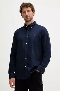 Хлопковая рубашка Tommy Hilfiger, темно-синий