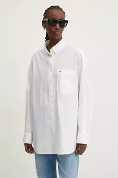 Хлопковая рубашка Tommy Jeans, белый