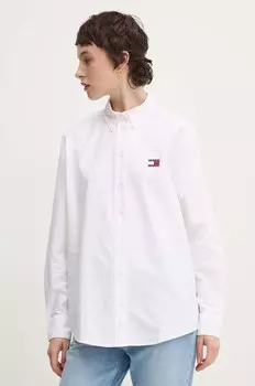 Хлопковая рубашка Tommy Jeans, белый