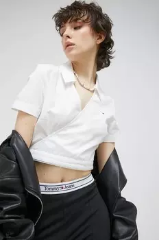 Хлопковая рубашка Tommy Jeans, белый