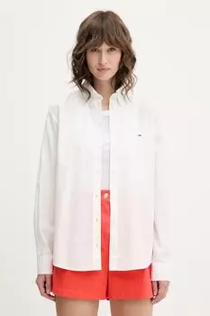 Хлопковая рубашка Tommy Jeans, белый