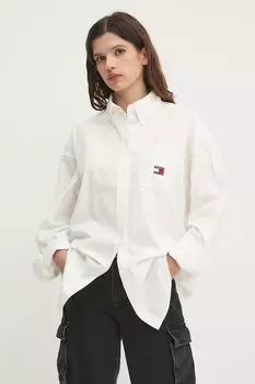 Хлопковая рубашка Tommy Jeans, белый