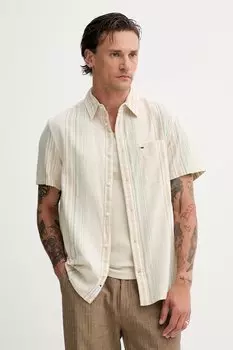 Хлопковая рубашка Tommy Jeans, бежевый