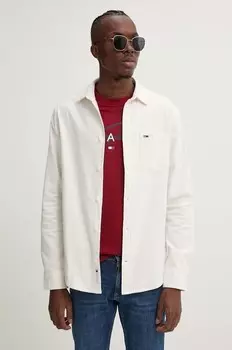 Хлопковая рубашка Tommy Jeans, бежевый