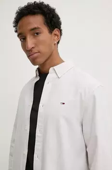 Хлопковая рубашка Tommy Jeans, бежевый