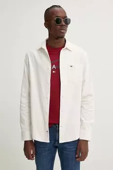 Хлопковая рубашка Tommy Jeans, бежевый