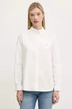 Хлопковая рубашка Tommy Jeans, бежевый