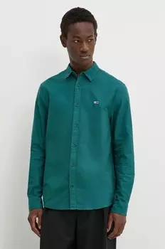 Хлопковая рубашка Tommy Jeans, бирюзовый