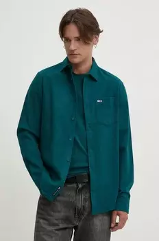 Хлопковая рубашка Tommy Jeans, бирюзовый