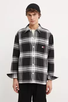 Хлопковая рубашка Tommy Jeans, черный
