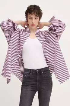 Хлопковая рубашка Tommy Jeans, фиолетовый