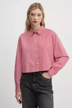 Хлопковая рубашка Tommy Jeans, красный