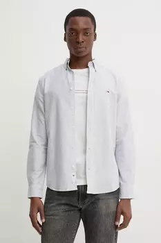 Хлопковая рубашка Tommy Jeans, серый