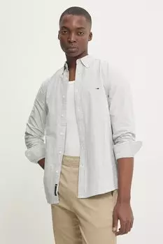 Хлопковая рубашка Tommy Jeans, серый
