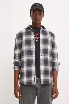 Хлопковая рубашка Tommy Jeans, серый