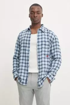 Хлопковая рубашка Tommy Jeans, синий