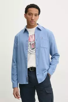 Хлопковая рубашка Tommy Jeans, синий
