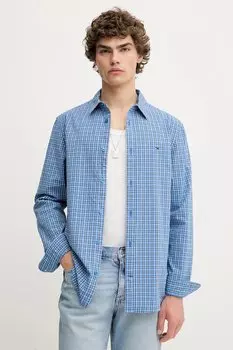 Хлопковая рубашка Tommy Jeans, синий