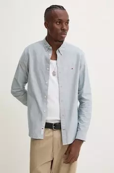 Хлопковая рубашка Tommy Jeans, синий