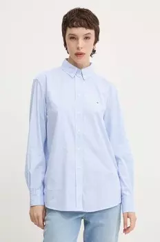 Хлопковая рубашка Tommy Jeans, синий