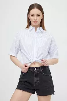 Хлопковая рубашка Tommy Jeans, синий
