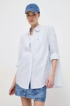 Хлопковая рубашка Tommy Jeans, синий