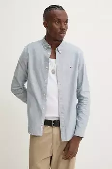 Хлопковая рубашка Tommy Jeans, синий