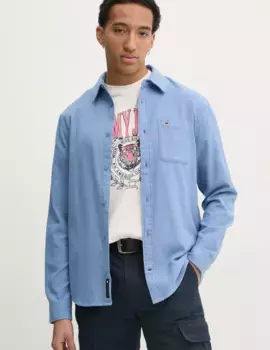Хлопковая рубашка Tommy Jeans, синий
