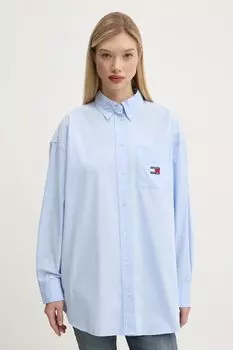 Хлопковая рубашка Tommy Jeans, синий