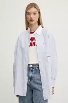 Хлопковая рубашка Tommy Jeans, синий