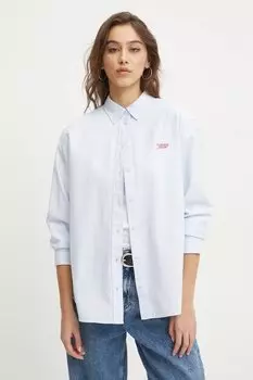 Хлопковая рубашка Tommy Jeans, синий